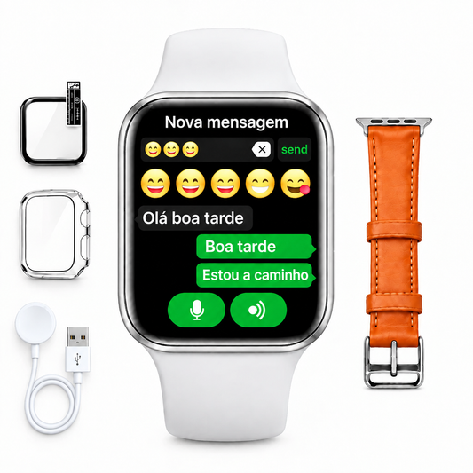 Versão branca com pulseira laranja